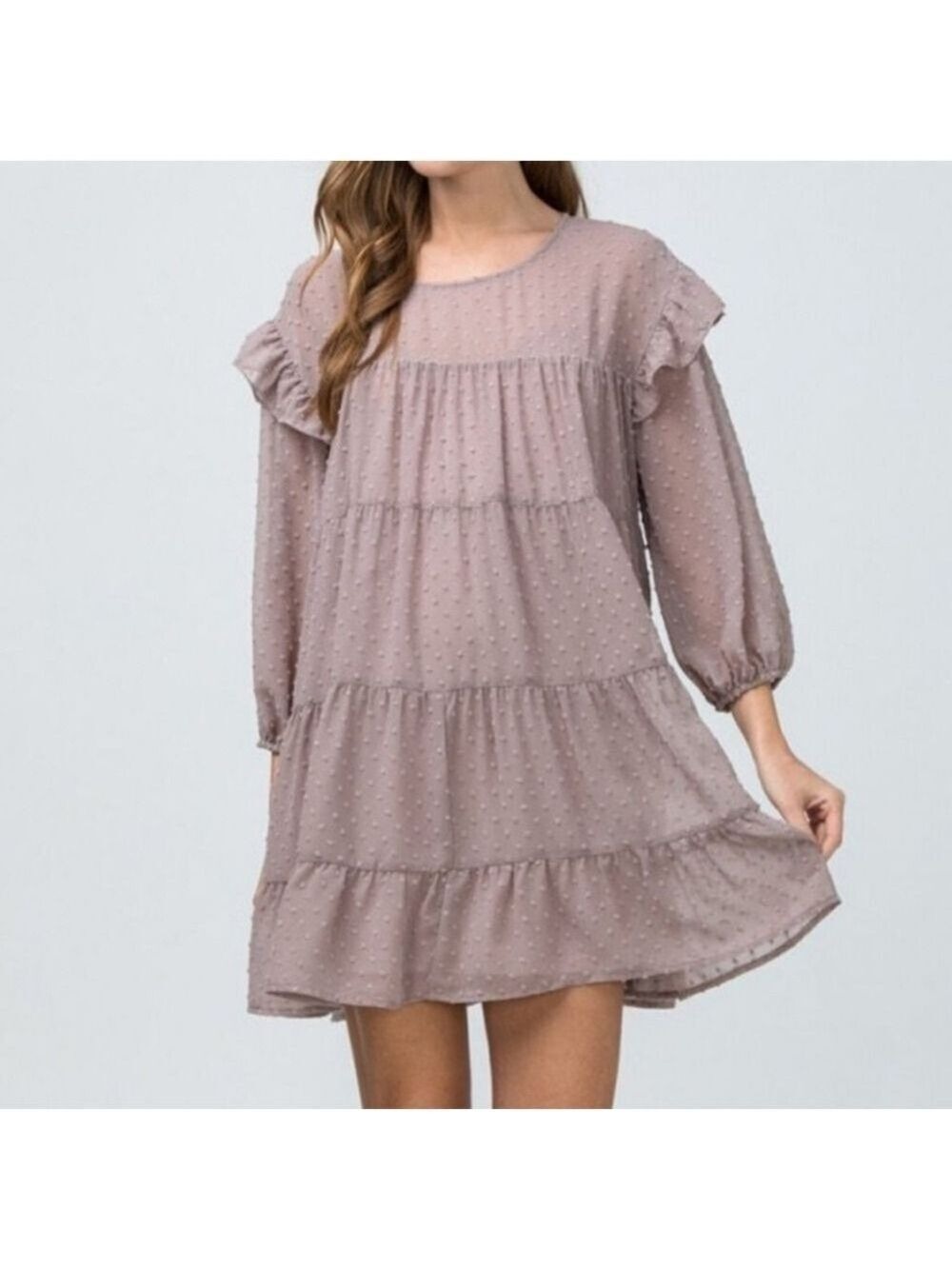Entro Swiss Dot Tiered Dress Sz: L By Anthropologie Mini Summer Style Sheer